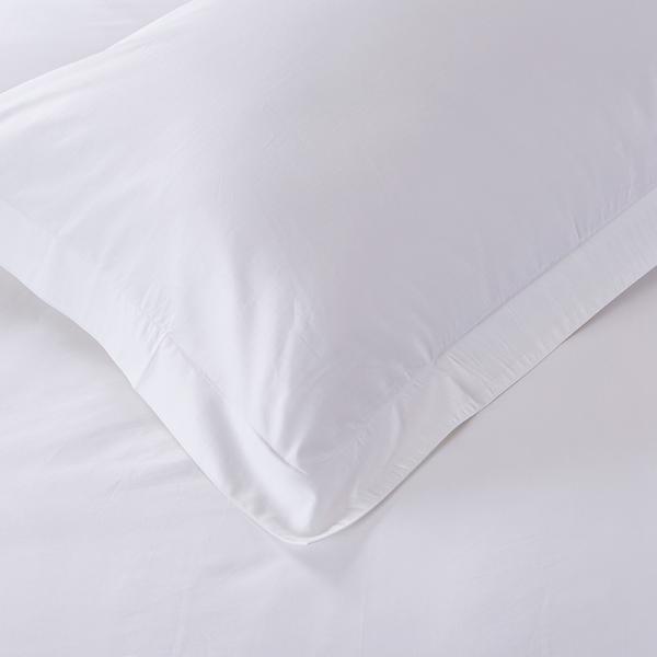 300TC Satin White King Size Hotel Duvet Quilt Cover Flat Sheet Set with Solid Pattern