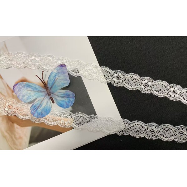 2.5cm Elastic French Lace (Nylon/Spandex) Knitted Trim for Ladies' Clothing & Hats Accessories