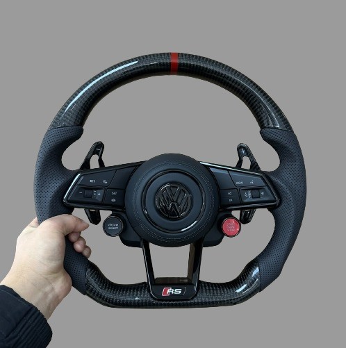 Volkswagen R8/RS/GTI/Golf R Multi-Function Steering Wheel 55cm Diameter Red Stitch Color