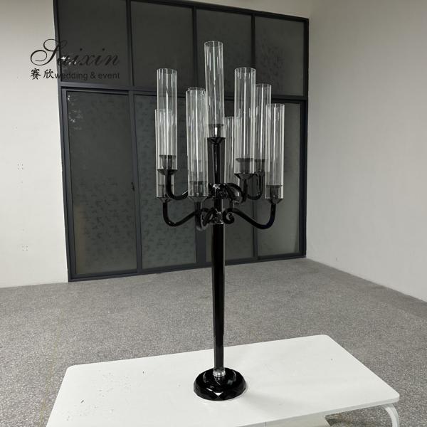 3 рука 9 рука кристаллическая канделябра свадьба черное стекло свадебный стол 110 см