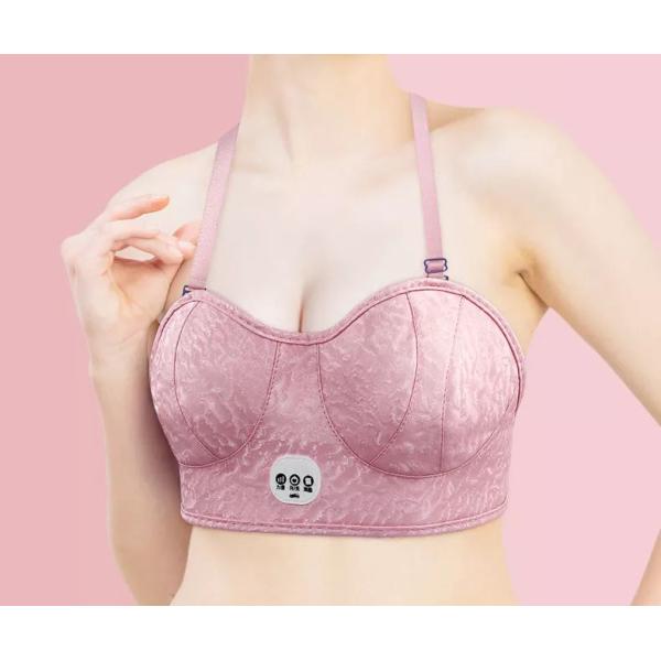 USB Electric Breast Massage Bra , ODM Electric Heated Bra PU leather material