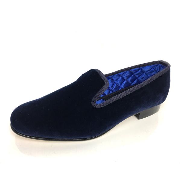 Italy Imported Luxury Sheepskin Black Suede Slip On Shoes Gold Embroidered Pattern