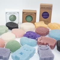 Esponja facial Konjac do grande carvão vegetal de bambu natural do vegetariano da esponja do banho do bebê