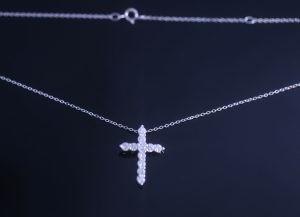 ODM 925 Sterling Silver Neckalce Diamond Cross Pendant Jewelry