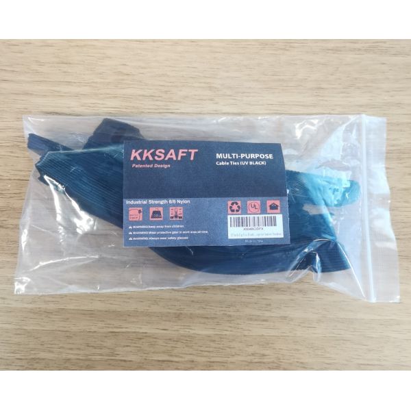 KKSAFT Cable Ties, 100Pk, 8 x 1/2 Black Cord Organization Straps, Thin Pre-Cut Design, Wire Management for Organizing Home