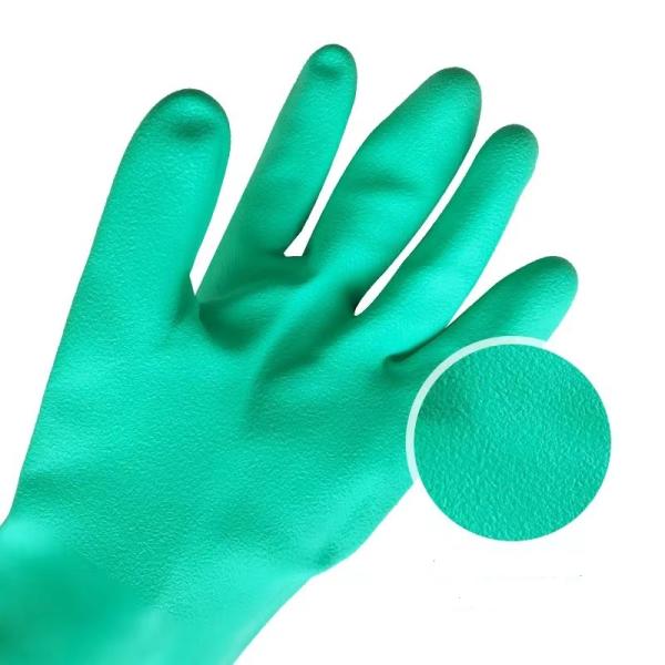Green Chemical Nitrile Glove 18 Inches 22mil Unflocked Industrial Nitrile Glove