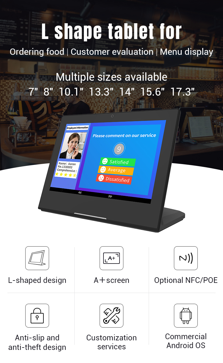 10.1 дюймовый RK3288 NFC POE настольный планшет Android L-тип ресторанный планшет