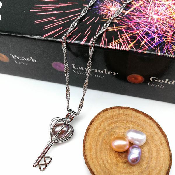 Fashion Real Freshwater Pearl Beads Key Locket Cage Pendant for Necklace Jewelry