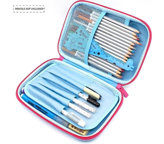 3D Cute EVA Unicorn Pen Pouch Stationery Box Anti-Shock Large Capacity Multi-Compartment for School with 4 unicorn pens ;EVA shell cushions supplies