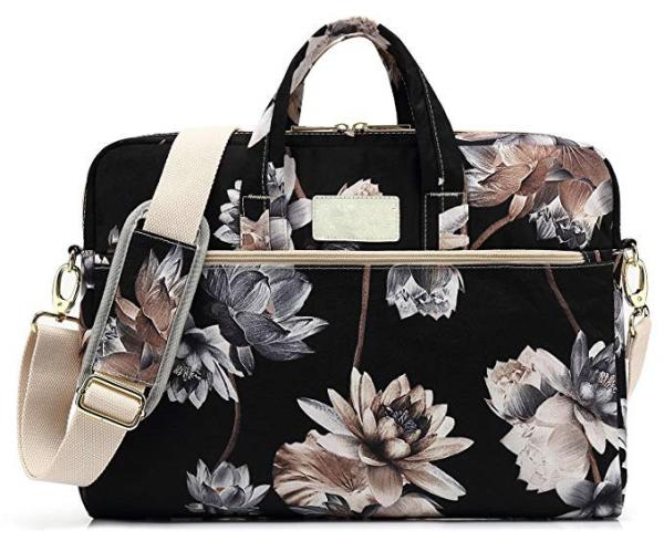 Black Peony Pattern Waterproof Laptop Case , 12 Inch 13 Inch Pc Carry Bag