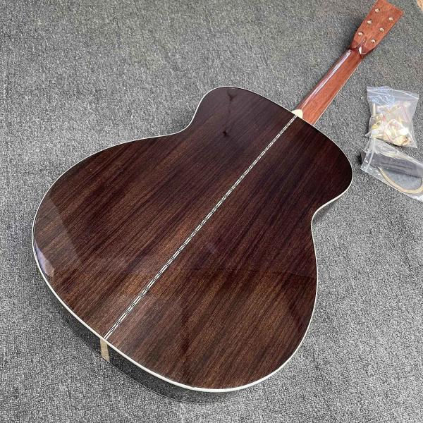 Custom 40 inch OM45 body DIY KIT Acoustic Guitar with Herringbone Binding no Painting