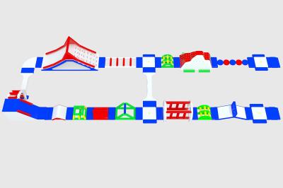 Customized Sea Or Lake 0.9mm Fireproof Inflatable Water Park Climbing Wall Slides