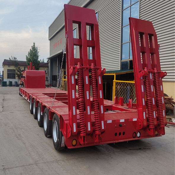 13T-18T Axle 40 Ft Low Bed Semi Trailer for Heavy Goods and Vehicle Transportation