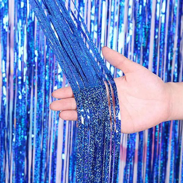 3x3m Laser Foil Curtain PET Multicolour Party Tassel Curtain
