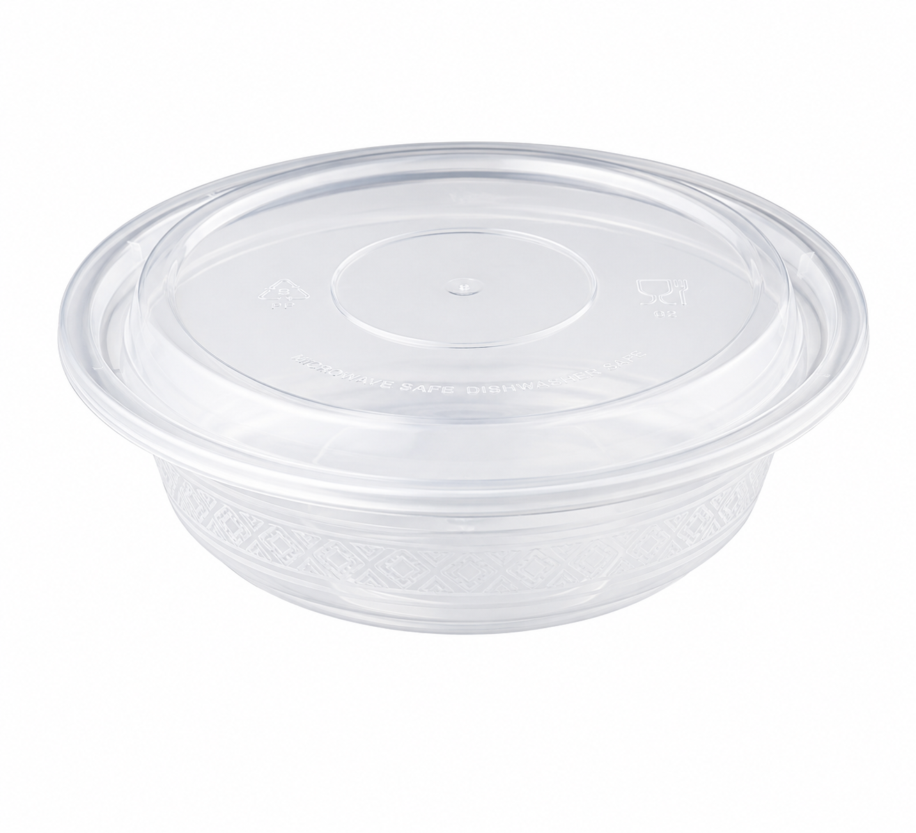 Clear Lid Shallow PP Bowl 450ml Stackable For Sides / Desserts