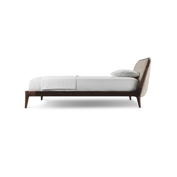 Solid Wood Brown Full Size Bed Leather Upholstered Headboard Customized Size