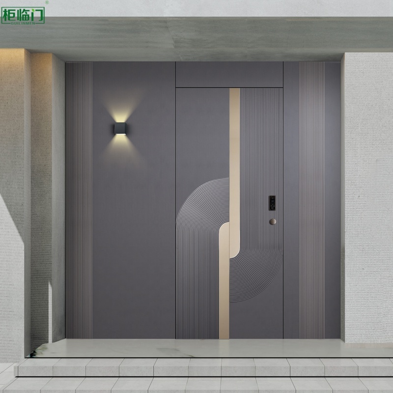 Modern Safety Aluminum Entry Doors Windproof Low Maintenance