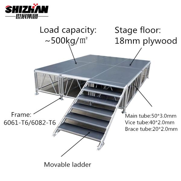 Платформа регулируемого этапа в реальном маштабе времени концерта стеклянного алюминиевая акриловая крытая