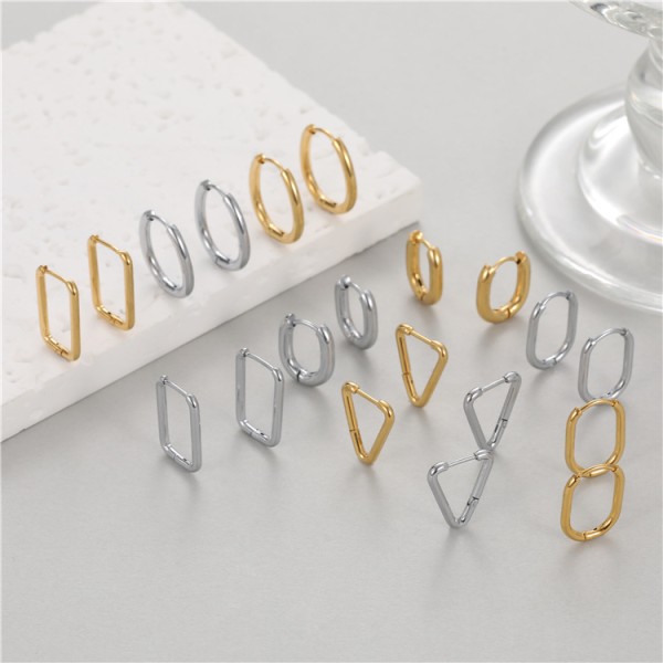 Stainless Steel 18K PVD Plated Hoop Earrings Simple Versatile Suitable for Both Men and Women Hip Hop Style