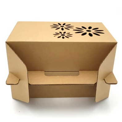 Recycled Corrugated Packaging Box Brown Kraft Hollow Carved Design Gift Packaging Box
