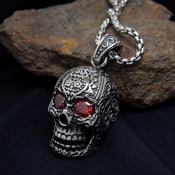 Men's Necklace Vintage Old Stainless Steel Skull Pendant Necklace(SP407)