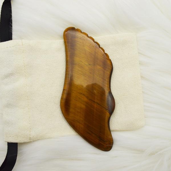 Crafted Hand Made Gua Sha Natural Tiger Eye Skin Massager for Face Eyes Neck Nody Muscle Relaxation OEM ODM