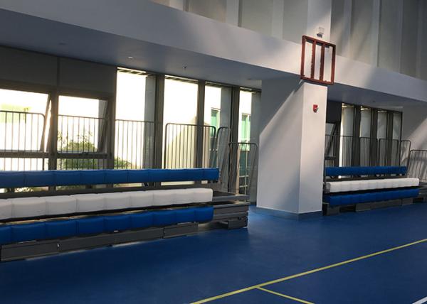 3 Rows Retractable Tribune Bench Seating Manually Operated For Tennis Court