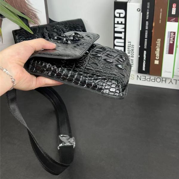 Authentic Crocodile Skin Men's Small Shoulder Bag Ultrathin Flap Purse Genuine Alligator Leather Male Messenger Bag
