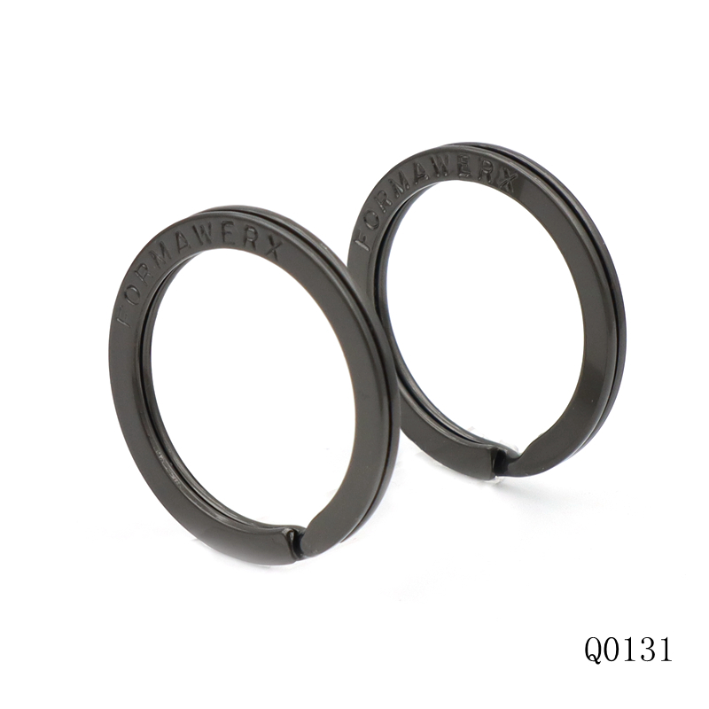 Quality Metal Split Ring Custom Logo Text Stamping Key Ring Gunmetal Plated Metal Key Chain Ring Rusty-Proof Keyring