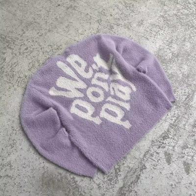 Senior Custom New Designer Blurred Logo Print Sweater Brushed Wool Blend Sweatshirt Plain Knitted Pullover Mohair Sweater Men