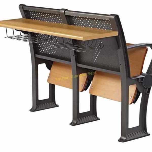 Foldable Iron Metal Plywood Wooden Desk And Chair Set For School Lecture Hall