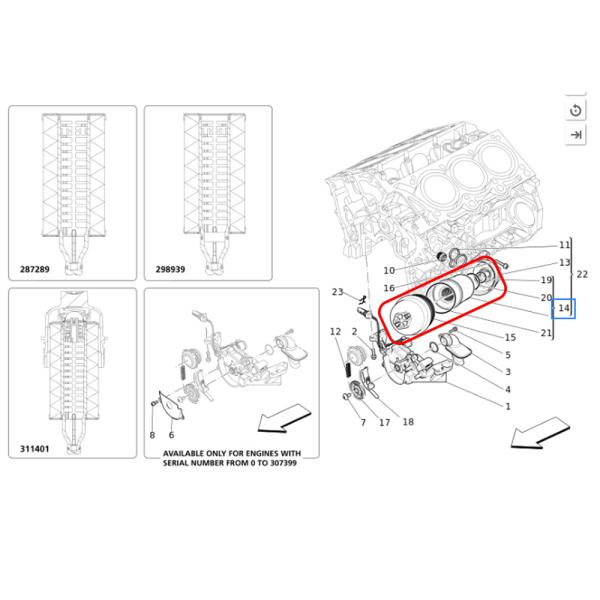 For Maserati Levante Ghibli Quattroporte M156 Oil Filter Cartridge OEM 311401