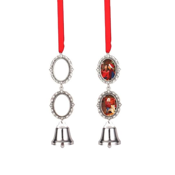 Custom Christmas Decoration Double Charms Bell Metal Xmas Pendent Sublimation Christmas Ornaments