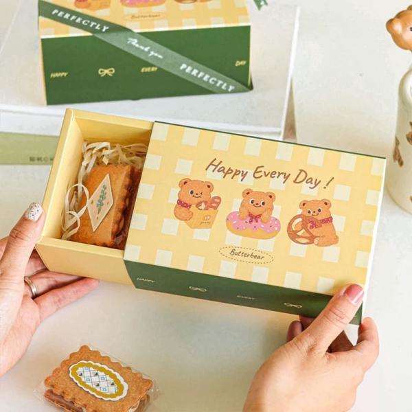 Coffret cadeau ours mignon - Thème : emballage de biscuits pour fête de festival