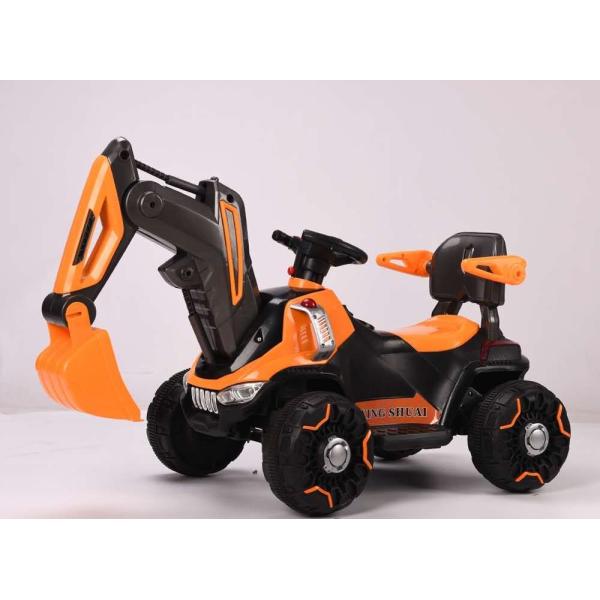 Светодиодные фары и динамическая музыка Вождение на строительном грузовике для детей в оранжевом