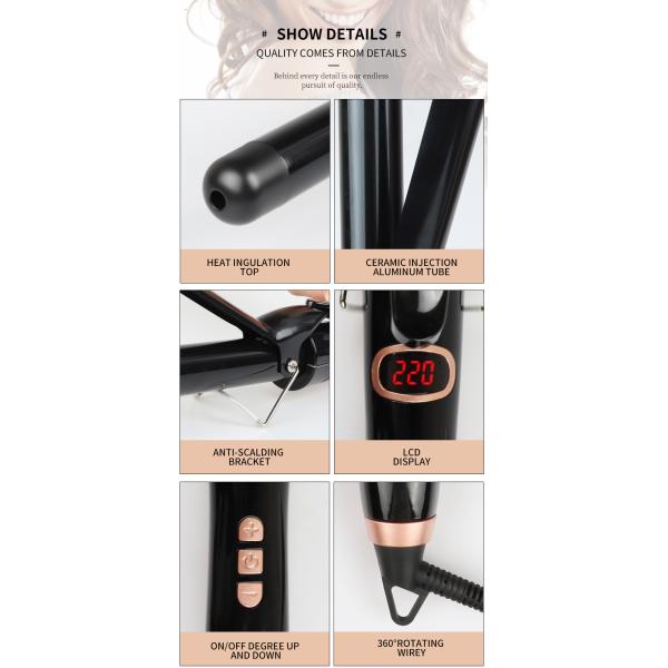 Tourmaline Ceramic Hair Curler , 25mm Barrel Hair Styler Curling Wand