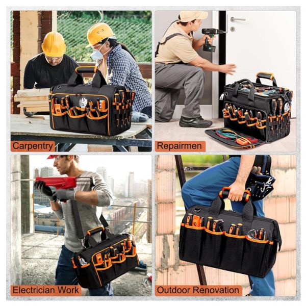 In Stock New Style 17Inch Heavy Duty Zipper Closure Thickened Wear Resistant Oxford Cloth Portable Storage Tool Bag