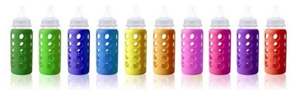 cherub baby 9oz glass feeding bottle 240ml with silicone sleeve and cover
