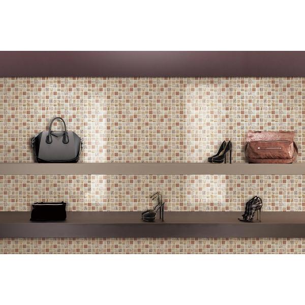 Firebrick and Anti-slip 304x304mm Interior Wall Glass Mosaics For Building and Swimming Pool