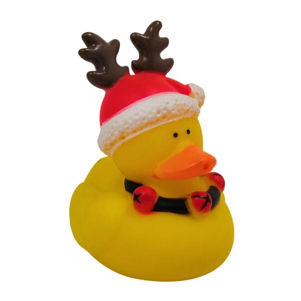 Christmas Yellow Rubber Ducks Baby Tub Toys Cute Deer / Penguin Pattern
