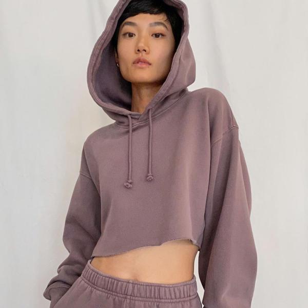 Подрезанный равниной свитер прыгуна женщин Терри с капюшоном фуфаек французский