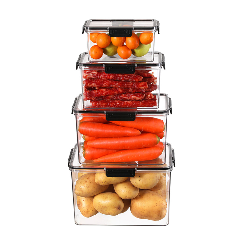 Custom Rectangular Crisper Storage Box Household Plastic Fruit and Vegetable Sorter for Kitchen Refrigerator Organization