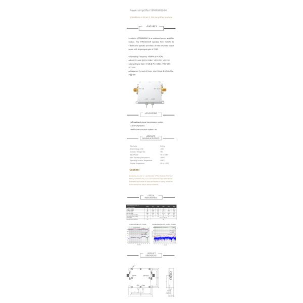 2.5W 100MHz to 4.8GHz Power Amplifier Module RF Signal PA with Large Signal Gain of 33dB