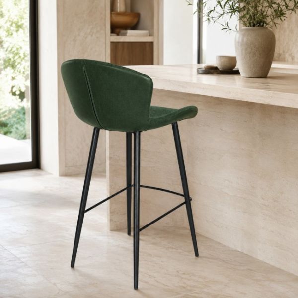 Fabric PU Bar Stool And Table Upholstered Counter Chair Metal Base For Executive Lounge