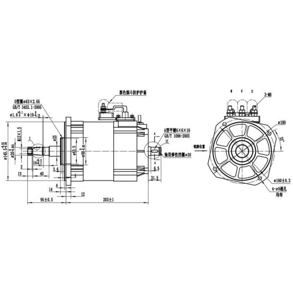 Eco-friendly 2kW AC motor for Electric stacker travel motor