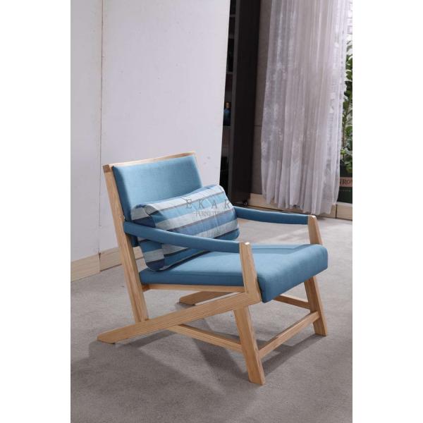 Ash Solid Wood Fabric Leisure Chair Living Room