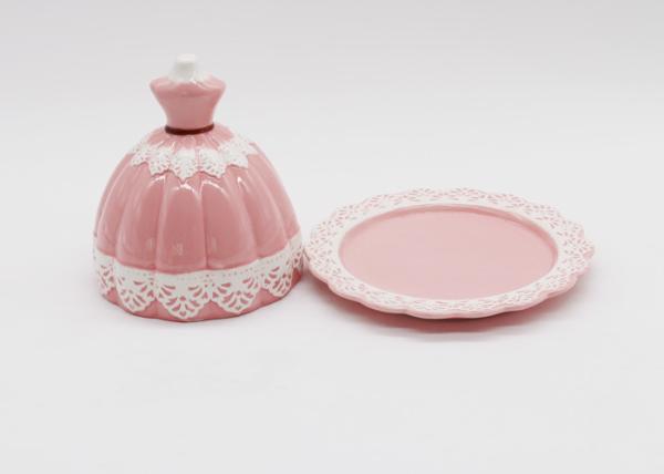Ceramic Butter Dish with Lid Beautiful Pink Ballet Dress Design Dolomite Handmade Butter Plates
