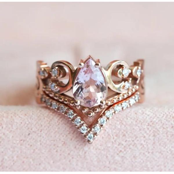 Vintage Grateful S925 Rose Gold Antique Cz Engagement Rings Promise Anniversary Gift