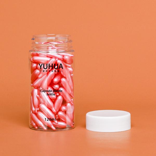 Bouteille en plastique cylindrique claire avec le chapeau blanc 210ml 120ml
