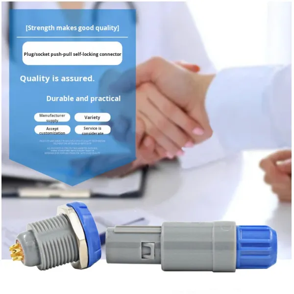 Monitor Blood Oxygen 6-Pin Double-Slot 40-Degree Circular Medical Waterproof Connector Plug Socket Gray/Blue 3-Year Shelf Life